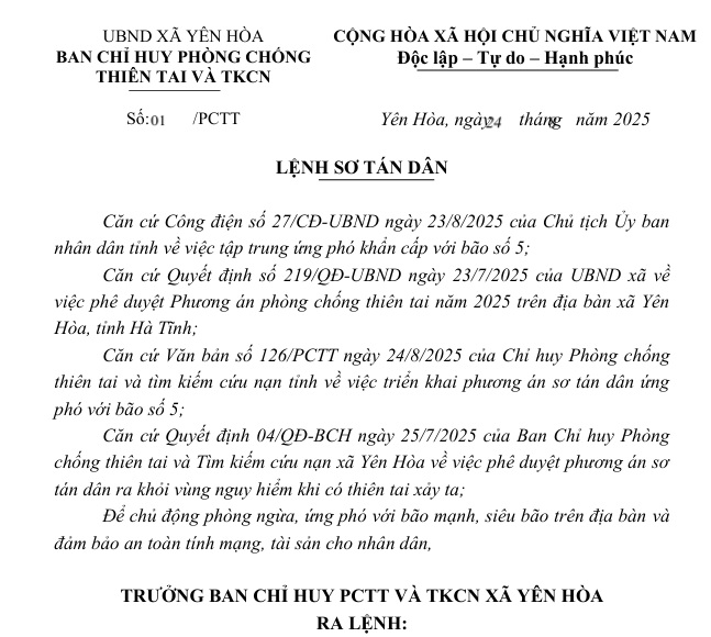 Lệnh Sơ tán dân