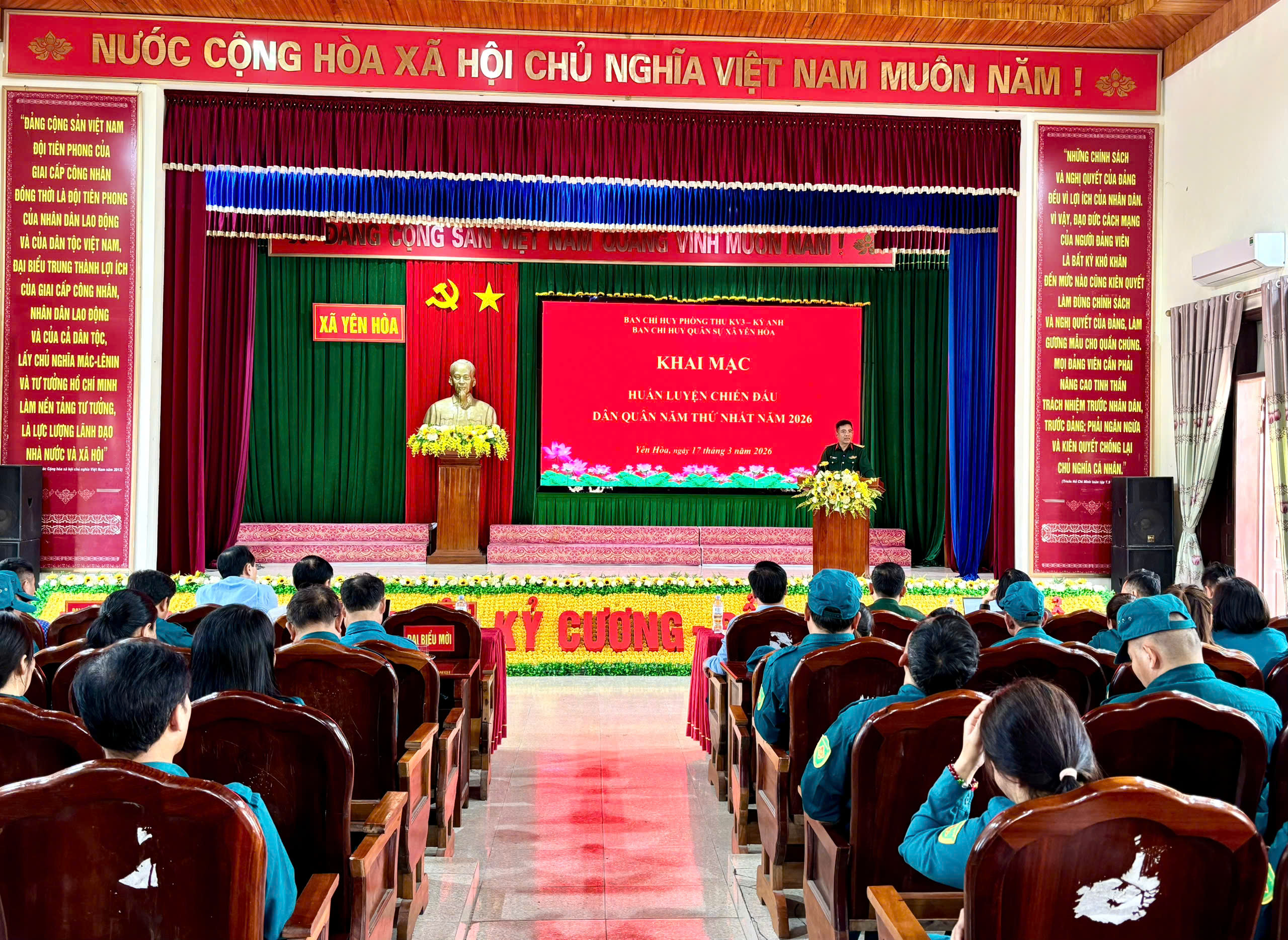 Xã Yên Hoà khai mạc huấn luyện chiến đấu dân quân năm thứ nhất năm 2026