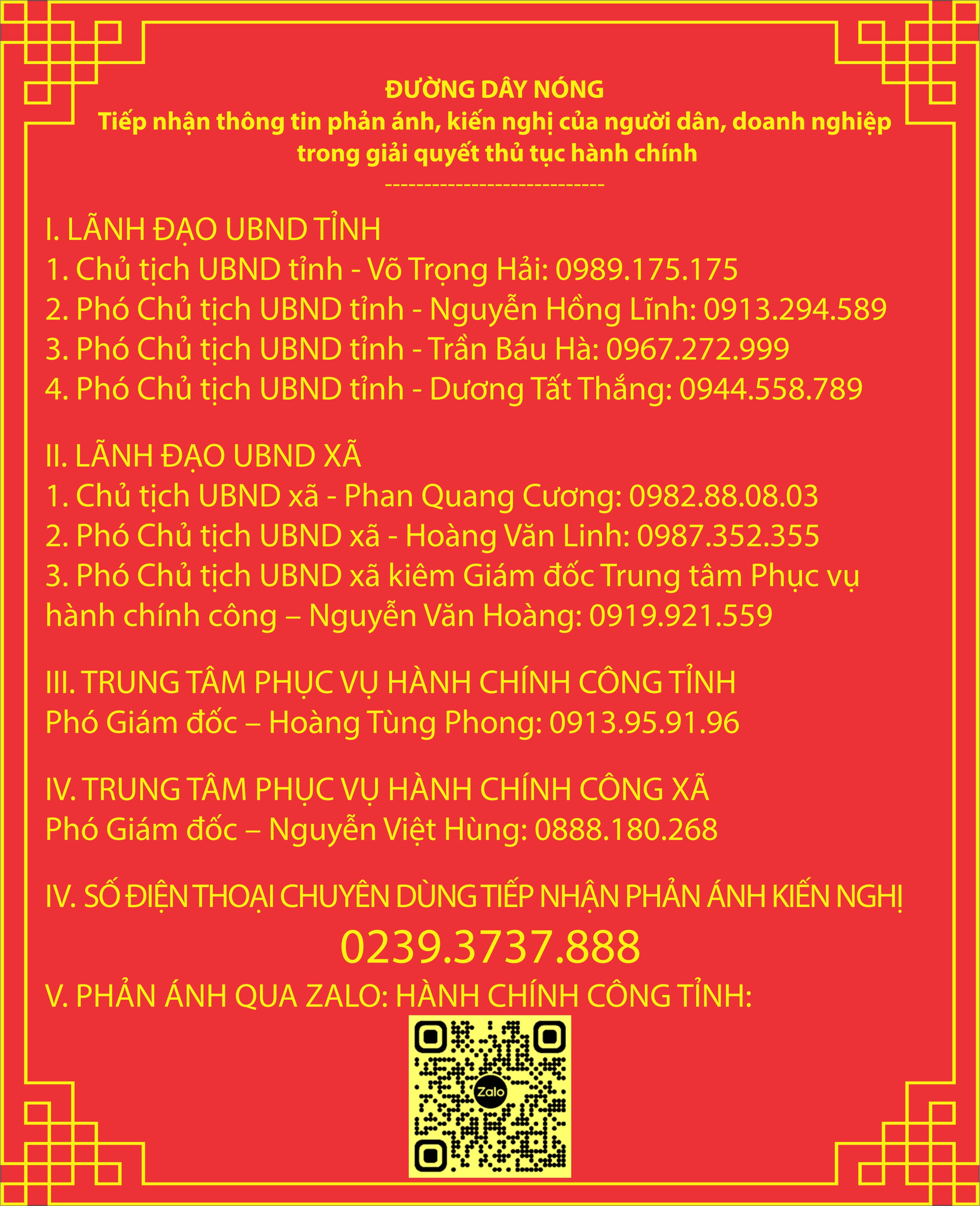 Thông tin đường dây nóng