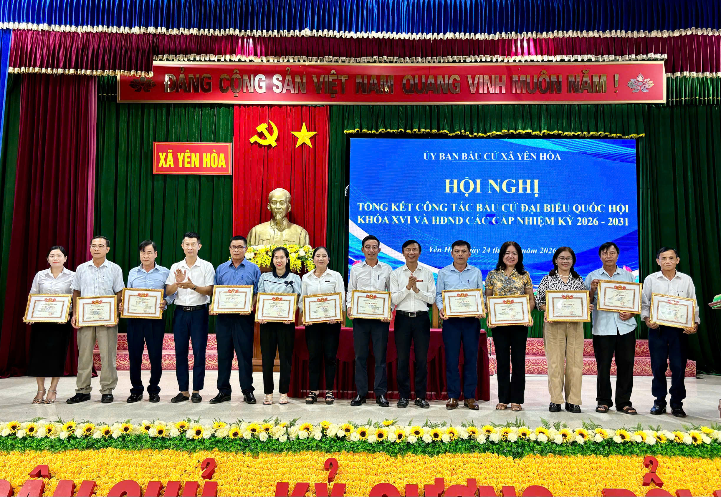 Xã Yên Hòa tổng kết công tác bầu cử đại biểu Quốc hội khóa XVI và HĐND các cấp nhiệm kỳ 2026 – 2031