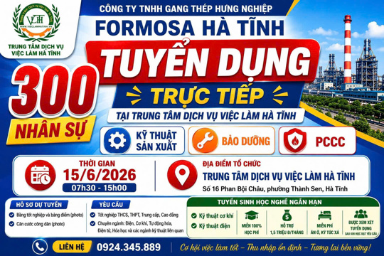 Formosa Hà Tĩnh tuyển dụng trực tiếp 300 nhân sự
