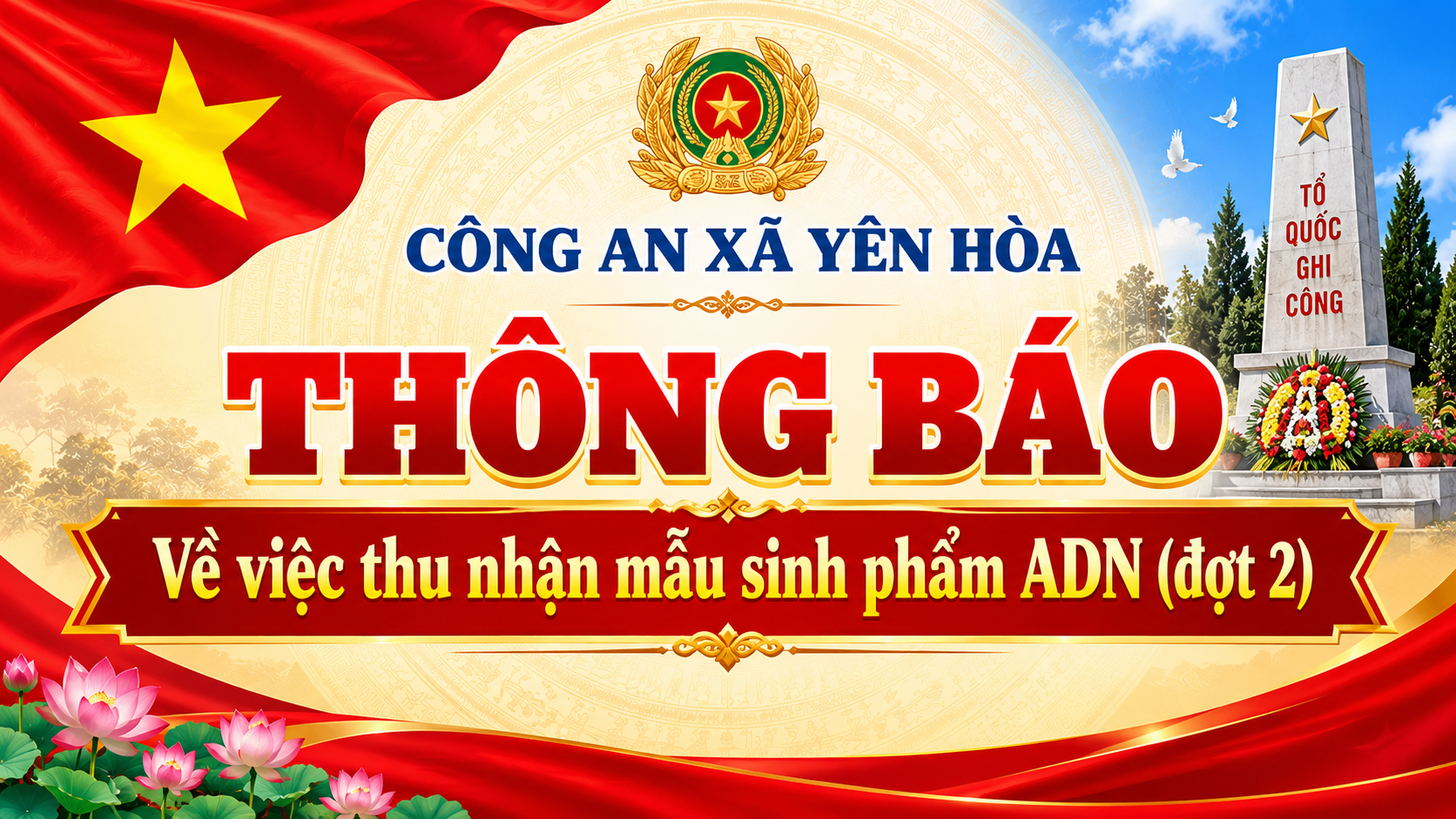 Thông báo về việc thu nhận mẫu sinh phẩm ADN (đợt 2)