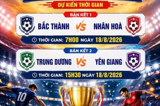 Lịch thi đấu vòng Bán kết Giải bóng đá Nam toàn xã Yên Hòa năm 2026 