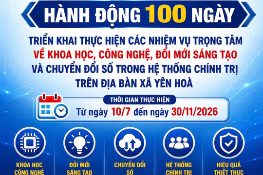 Xã Yên Hòa ban hành kế hoạch hành động 100 ngày triển khai thực hiện các nhiệm vụ trọng tâm về khoa học, công nghệ, đổi mới sáng tạo và chuyển đổi số trong hệ thống chính trị trên địa bàn  