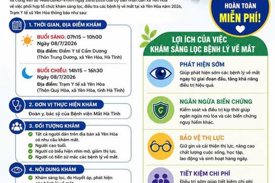 Thông báo khám mắt miễn phí năm 2026