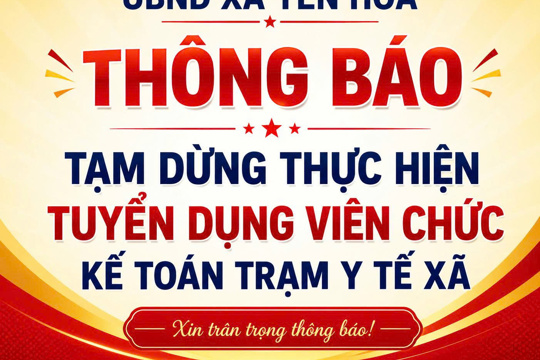 Thông báo về việc tạm dừng tuyển dụng viên chức Trạm Y tế xã