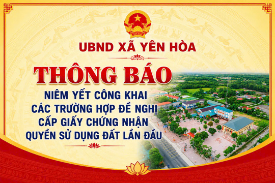 Thông báo niêm yết công khai các trường hợp đề nghị cấp giấy chứng nhận quyền SDĐ lần đầu 