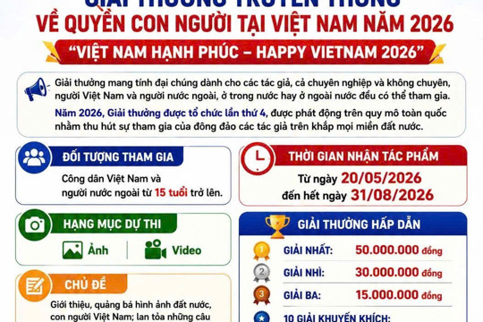 Phát động hưởng ứng tham gia Giải thưởng truyền thông về quyền con người tại Việt Nam năm 2026 "Việt Nam hạnh phúc – Happy Vietnam 2026"
