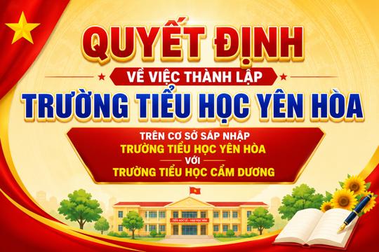Quyết định về việc thành lập Trường Tiểu học Yên Hòa trên cơ sở sáp nhập Trường Tiểu học Yên Hòa với Trường Tiểu học Cẩm Dương