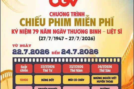 Thông báo chương trình chiếu phim miễn phí kỷ niệm 79 năm ngày thương binh - liệt sĩ