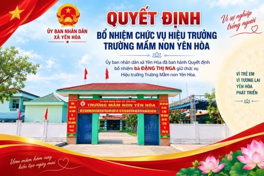 Quyết định bổ nhiệm chức vụ Hiệu trưởng trường Mầm non Yên Hòa
