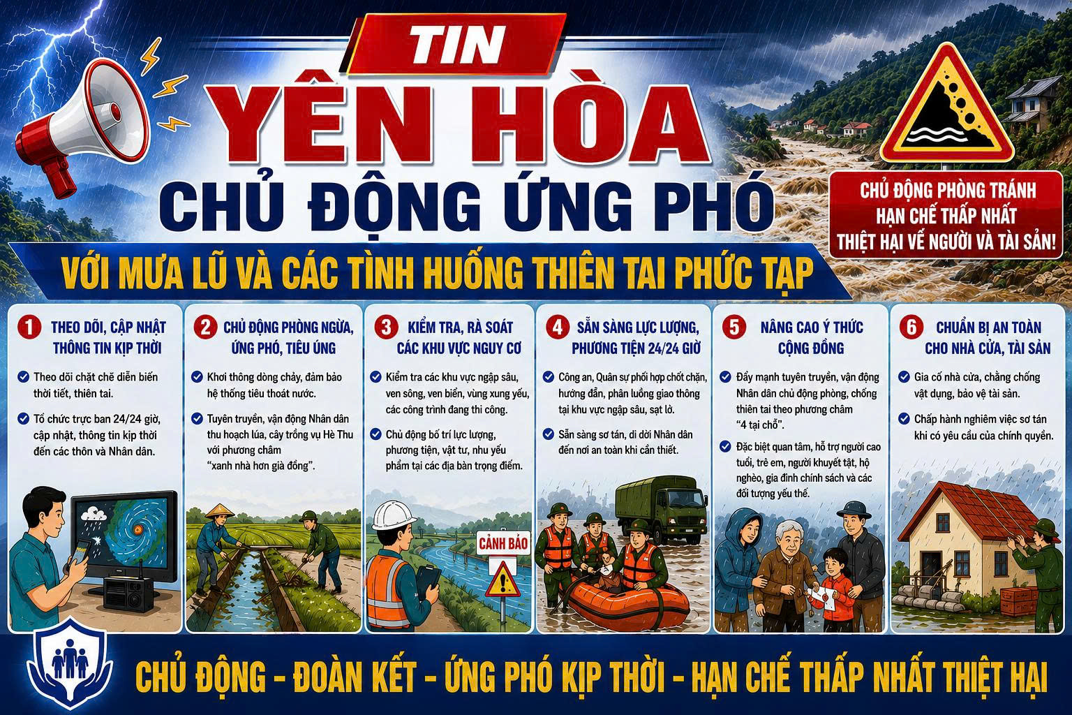 Yên Hòa chủ động ứng phó với mưa lũ và các tình huống thiên tai phức tạp