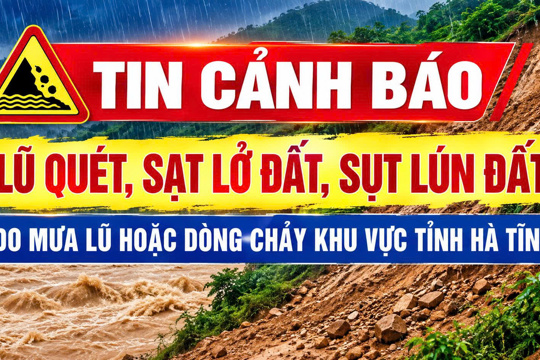 Tin cảnh báo lũ quét, sạt lở đất, sụt lún đất do mưa lũ hoặc dòng chẩy khu vực tỉnh Hà Tĩnh 
