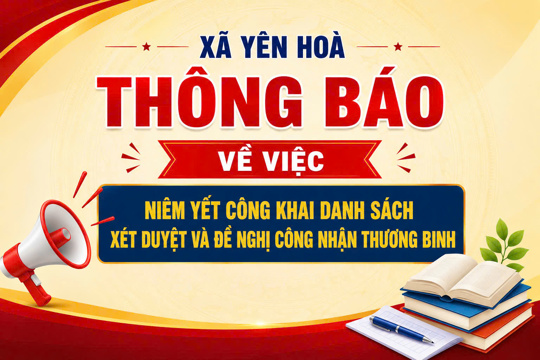 Thông báo về việc niêm yết công khai danh sách xét duyệt và đề nghị công nhận thương binh