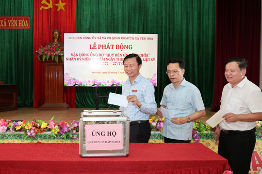 Cơ quan Đảng uỷ - Ủy ban MTTQ xã Yên Hòa phát động ủng hộ quỹ “đền ơn đáp nghĩa”