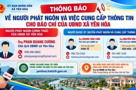 Yên Hòa thông báo người phát ngôn và việc cung cấp thông tin cho báo chí 