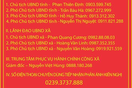Niêm yết đường dây nóng tiếp nhận thông tin phản ánh, kiến nghị trong giải quyết thủ tục hành chính 