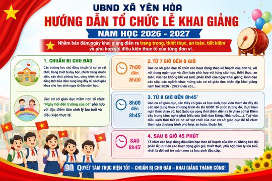 Yên Hòa hướng dẫn tổ chức Lễ khai giảng năm học 2026 - 2027